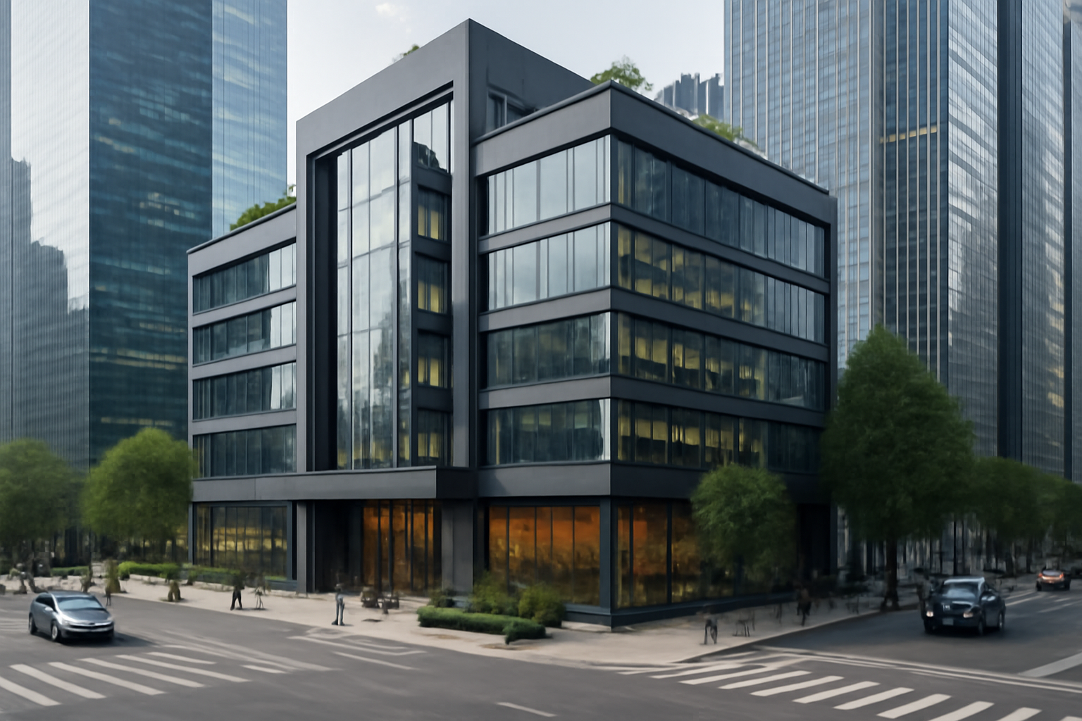 Eco-friendly building with greenery